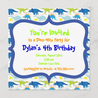 Niedliche Dinosaurier Geburtstagsparty Einladung V