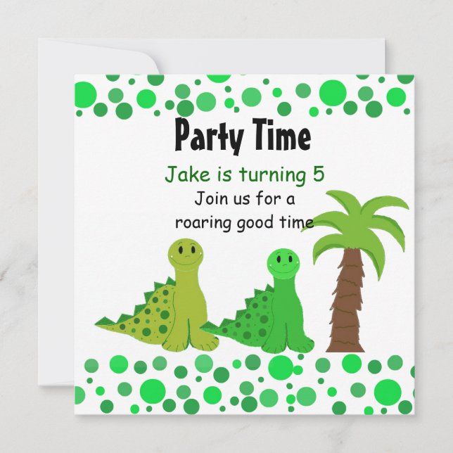 Niedliche Dinosaurier Geburtstagsparty Einladungen (Vorderseite)