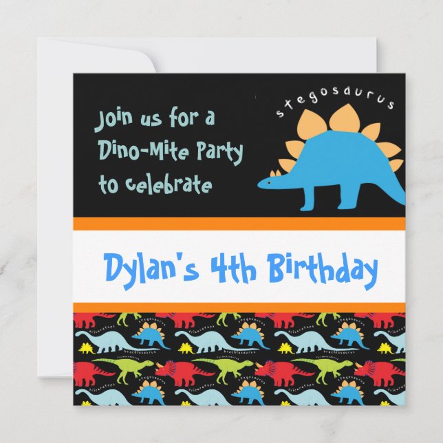 Niedliche Dinosaurier Geburtstagsparty Einladungen (Vorderseite)