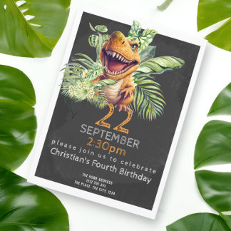 Niedliche Dinosaurier Geburtstagsparty Personalisi Einladung