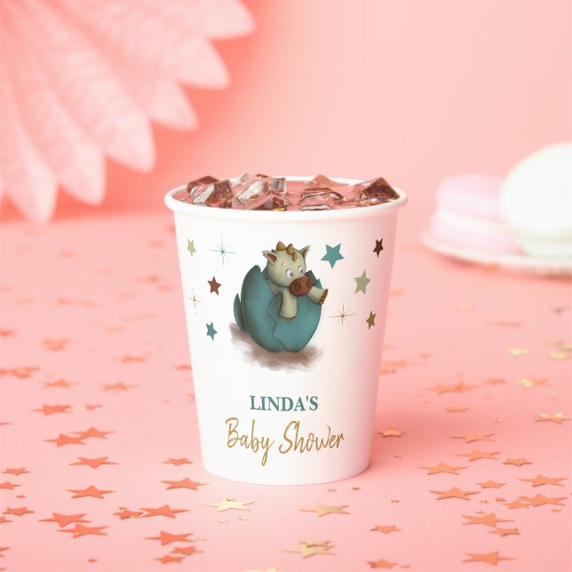 Niedliche Dinosaurier Gender Neutral Baby Dusche Pappbecher (Insitu)