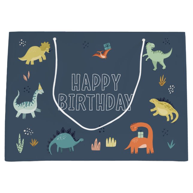 Niedliche Dinosaurier-Geschenktasche Große Geschenktüte (Vorderseite)