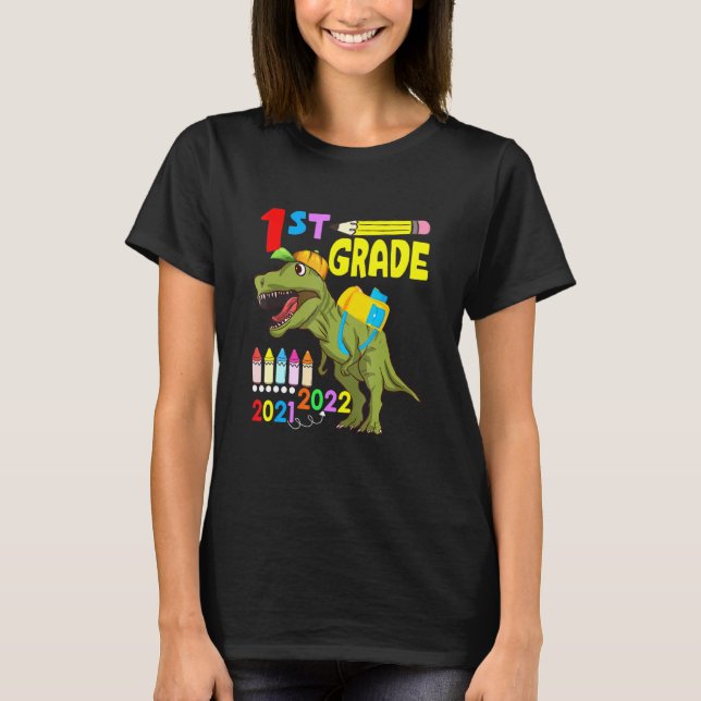 Niedliche Dinosaurier-Gesichtsmaske 1. Klasse zurü T-Shirt (Vorderseite)