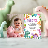 Niedliche Dinosaurier Girl Birthday Foto Dankeschö