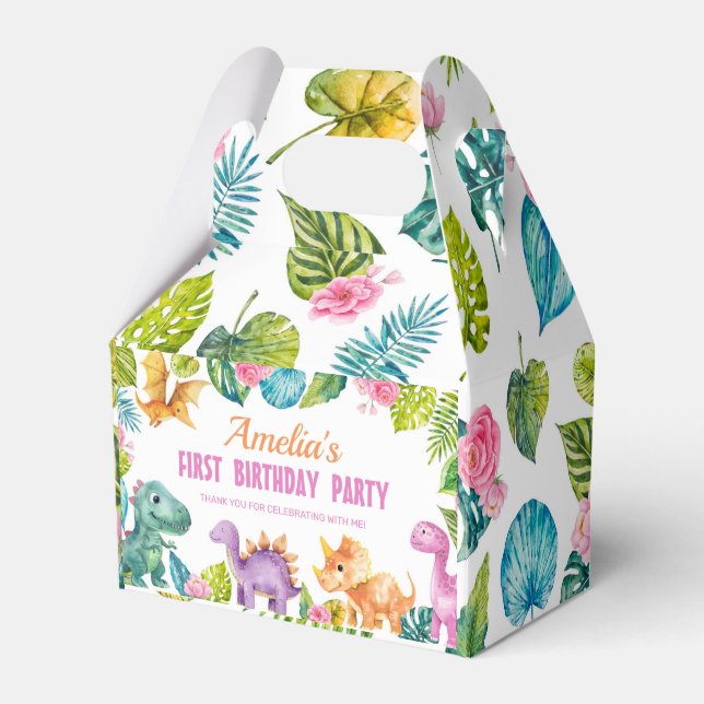 Niedliche Dinosaurier Girl Birthday Gevor Box Geschenkschachtel (Vorderseite)