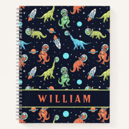 Niedliche Dinosaurier im Weltraum Fun Pattern Notizbuch