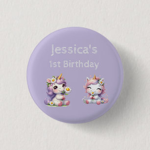 Niedliche Dinosaurier in Rosa und Lila Kinder pers Button