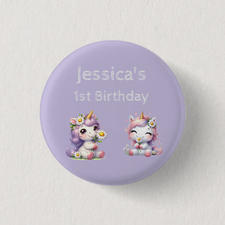 Niedliche Dinosaurier in Rosa und Lila Kinder pers Button