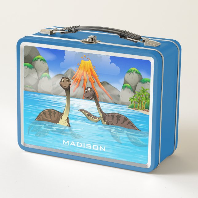 Niedliche Dinosaurier individuelle Name Lunchboxen (Vorderseite)