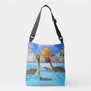 Niedliche Dinosaurier-individuelle Name-Taschen Tragetaschen Mit Langen Trägern