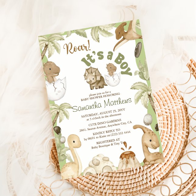 Niedliche Dinosaurier "It's a Boy" Kinderdusche Einladung (Von Creator hochgeladen)