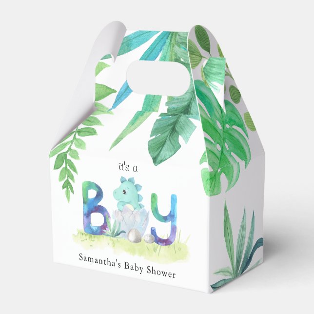Niedliche Dinosaurier "It's a Boy" Kinderdusche Geschenkschachtel (Vorderseite)