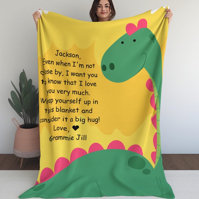 Niedliche Dinosaurier Kids Blanket mit benutzerdef Fleecedecke (Cute Dinosaur Kids Blanket with Custom Message)