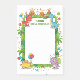 Niedliche Dinosaurier Kids Personalisiert Mitzvah Post-it Klebezettel