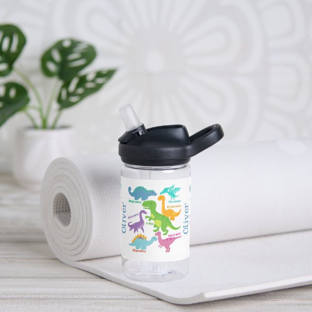 Niedliche Dinosaurier Kinder Personalisiert Trinkflasche (Yoga)
