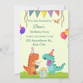 Niedliche Dinosaurier-Kindergeburtstag-Party Einla Einladung