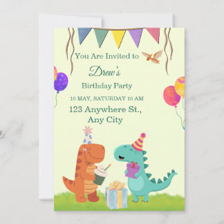 Niedliche Dinosaurier-Kindergeburtstag-Party Einla Einladung