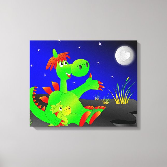 Niedliche Dinosaurier Leinwanddruck (Vorderseite)