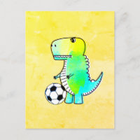 Niedliche Dinosaurier Lieben Fußball Wasserfarbe