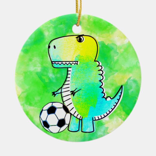 Niedliche Dinosaurier-Lieben Wasserfarbe Wasserfar Keramik Ornament (Vorne)