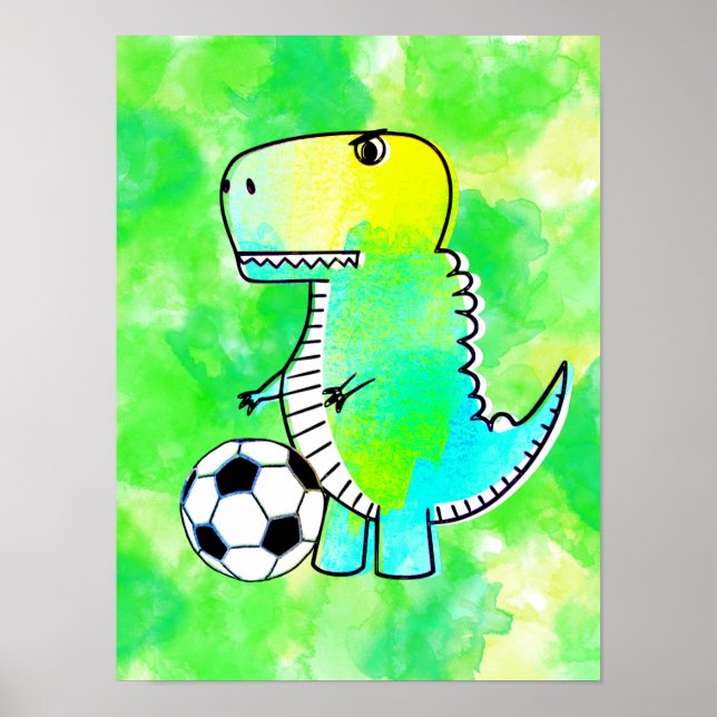 Niedliche Dinosaurier-Lieben Wasserfarbe Wasserfar Poster (Vorne)