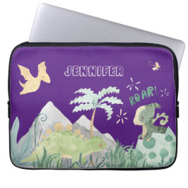 Niedliche Dinosaurier-Lila-Schule Laptopschutzhülle