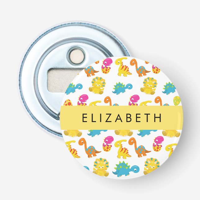 Niedliche Dinosaurier, Muster der Dinosaurier, Ihr Flaschenöffner (Vorderseite)