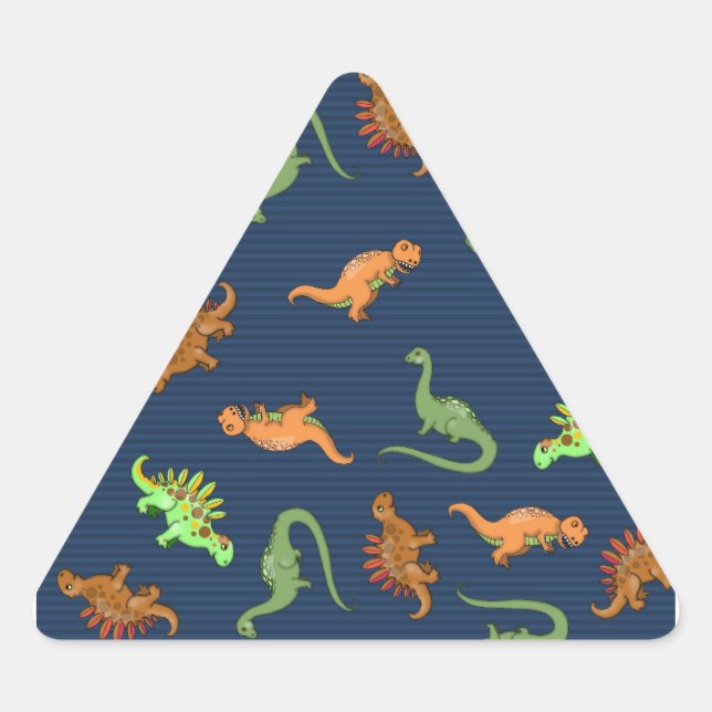 Niedliche Dinosaurier Muster Dreieckiger Aufkleber (Vorderseite)