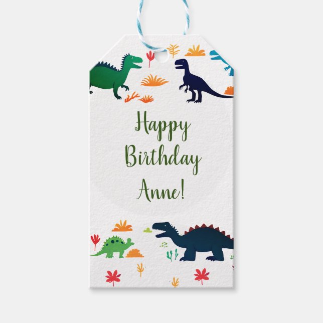 Niedliche Dinosaurier-Muster Geschenkanhänger (Vorderseite)