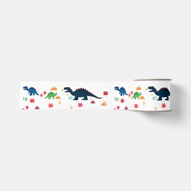 Niedliche Dinosaurier-Muster Ripsband (Vorderseite)