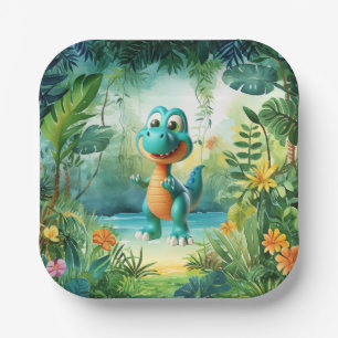 Niedliche Dinosaurier-Papierplatte Pappteller
