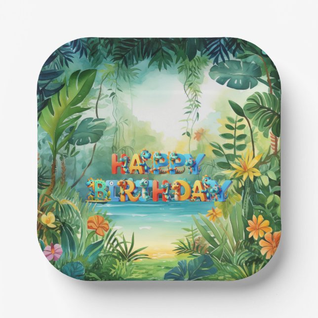 Niedliche Dinosaurier-Papierplatte Pappteller (Vorderseite)