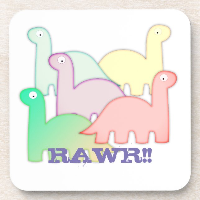 Niedliche Dinosaurier Pastel Colorful Getränkeuntersetzer (Vorderseite)