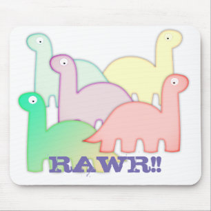 Niedliche Dinosaurier Pastel Colorful Mousepad