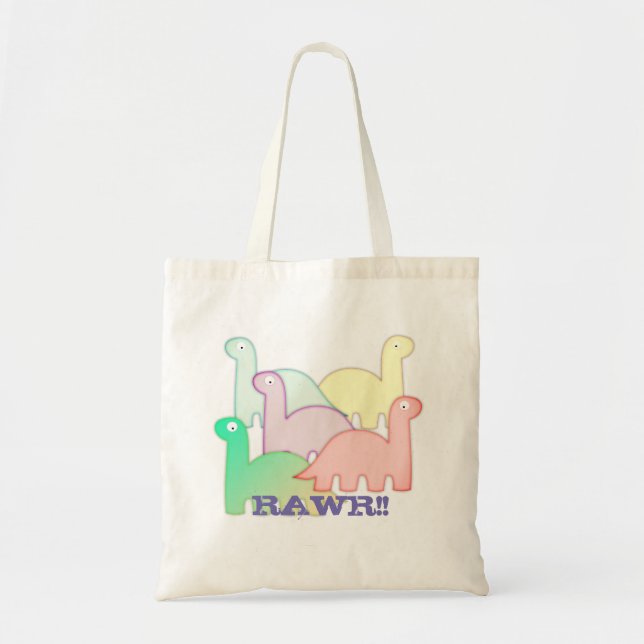 Niedliche Dinosaurier Pastel Colorful Tragetasche (Vorne)