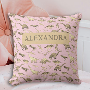 Niedliche Dinosaurier Personalisiert Girls Pink Kissen