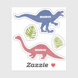 Niedliche Dinosaurier-Personalisierte Namensschild Aufkleber