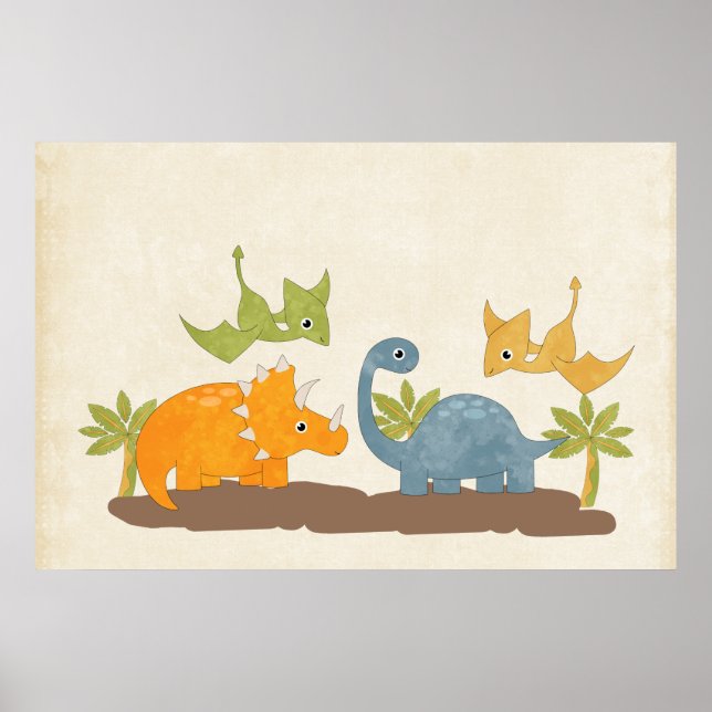 Niedliche Dinosaurier prähistorische Tierwelt Poster (Vorne)
