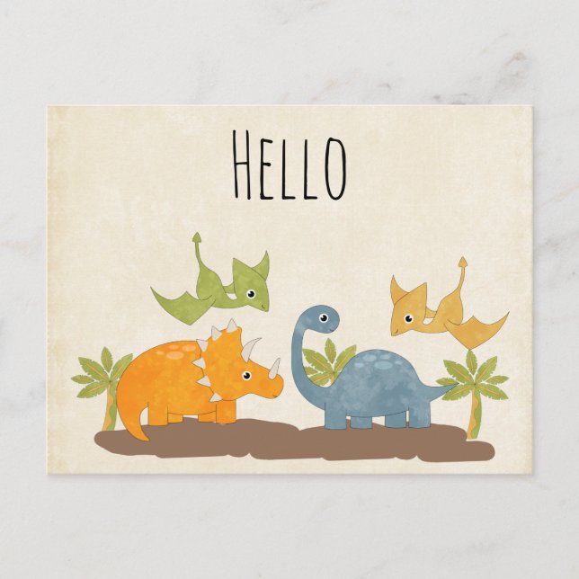 Niedliche Dinosaurier prähistorische Tierwelt Postkarte (Vorderseite)