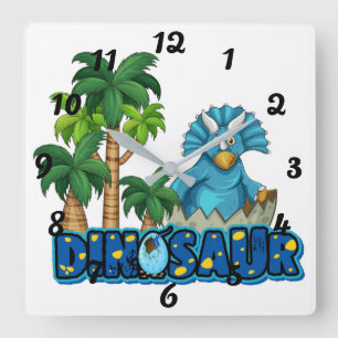 Niedliche Dinosaurier Quadratische Wanduhr