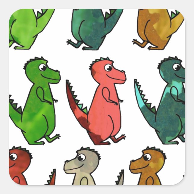 Niedliche Dinosaurier Quadratischer Aufkleber (Vorderseite)