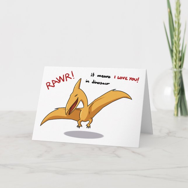 niedliche Dinosaurier rawr bedeutet, ich Liebe Sie Karte (Vorderseite)