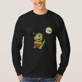 Niedliche Dinosaurier spielen Kürbistrick oder Lec T-Shirt