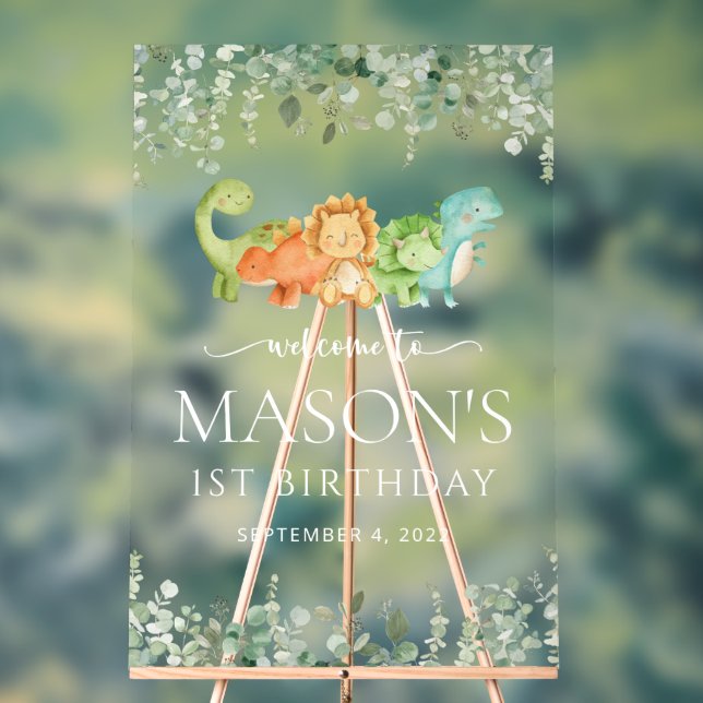 Niedliche Dinosaurier, T-Rex, Jurassic, Geburtstag Acrylschild (Neutral)