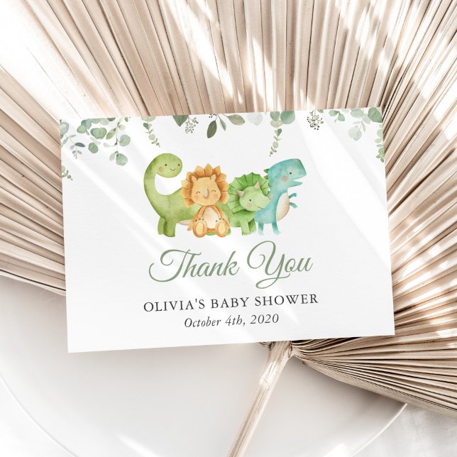 Niedliche Dinosaurier, T-Rex, Jurassik, Babydusche Dankeskarte (Von Creator hochgeladen)