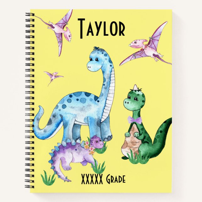 Niedliche Dinosaurier T-Rex Name Spiral Notebook Notizbuch (Vorderseite)