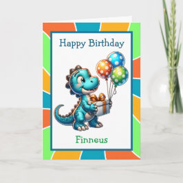 Niedliche Dinosaurier und Farbseite Geburtstag Karte