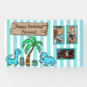 Niedliche Dinosaurier und Foto Boy's Geburtstag Banner