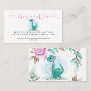 Niedliche Dinosaurier- und Pink Peony Diaper Raffi Visitenkarte