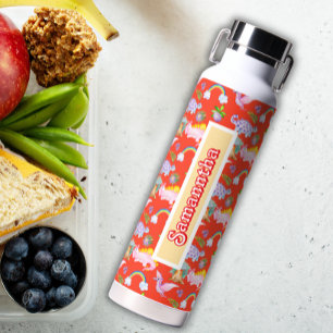 Niedliche Dinosaurier und Regenbogen Trinkflasche